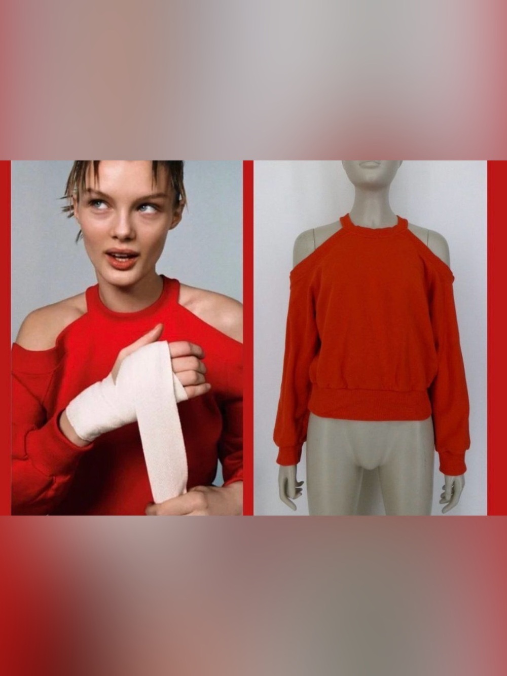 Zara Bright Red Off-Shoulder Sweater